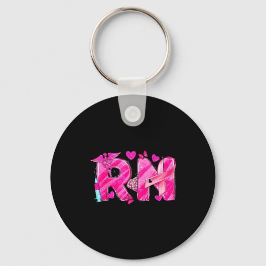 Nurse Breast Cancer Awareness Nk Ribbon Nursing Rn Sleutelhanger (Voorkant)