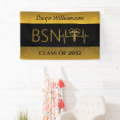 NURSE BSN RN LPN Afstuderen Aangepast Faux Gold Spandoek (Insitu)