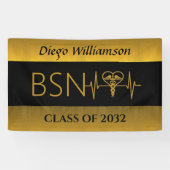 NURSE BSN RN LPN Afstuderen Aangepast Faux Gold Spandoek (Horizontaal)