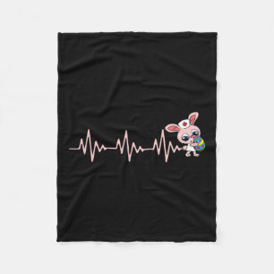 Nurse Bunny Heartbeat Easter Hunting Rabbit Nu Fleece Deken