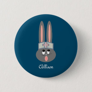 Nurse Bunny Medical Personalized Button