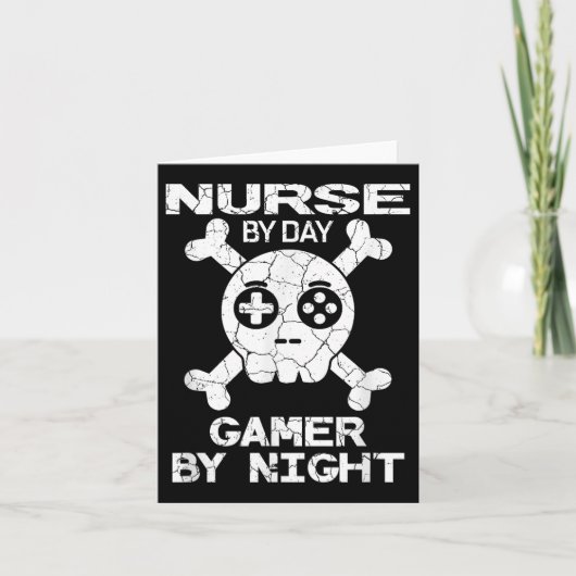 Nurse By Day Gamer By Night - Gaming Quote Kaart (Voorkant)