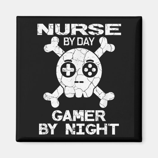 Nurse By Day Gamer By Night - Gaming Quote  Magneet (Voorkant)