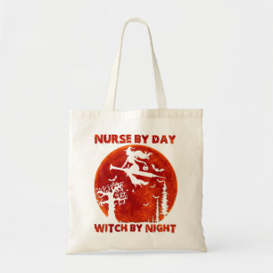 Nurse By Day Witch By Night Funny Gifts Halloween Tote Bag