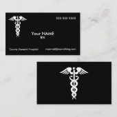 Nurse Caduceus Black Visitekaartje (Voorkant / Achterkant)