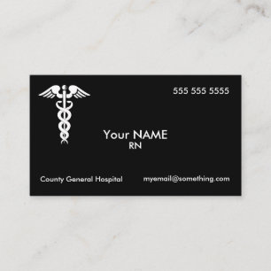 Nurse Caduceus Black Visitekaartje