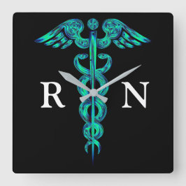 Nurse Caduceus Medical Square Clock Vierkante Klok