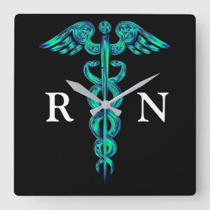 Nurse Caduceus Medical Square Clock Vierkante Klok