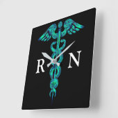 Nurse Caduceus Medical Square Clock Vierkante Klok (Hoek)