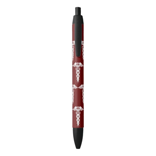 Nurse Caduceus Medical Symbol Pattern Stylish Zwarte Inkt Pen (Achterkant (Verticaal))