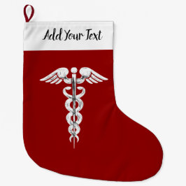 Nurse Caduceus Medical Symbool Rood wit Grote Kerstsok