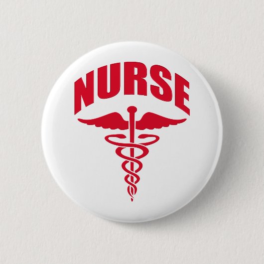 Nurse Caduceus Red Ronde Button 5,7 Cm (Voorkant)