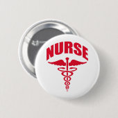 Nurse Caduceus Red Ronde Button 5,7 Cm (Voorkant /achterkant)