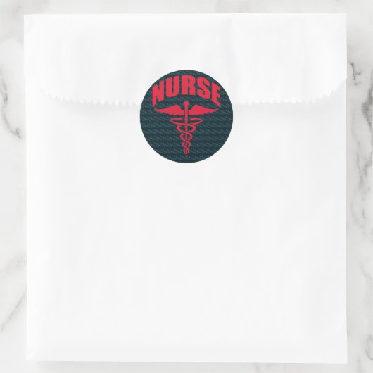 Nurse Caduceus Red Ronde Sticker (Tas)