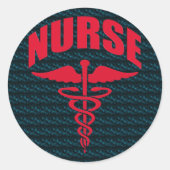 Nurse Caduceus Red Ronde Sticker (Voorkant)
