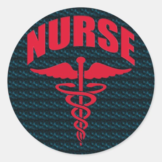 Nurse Caduceus Red Ronde Sticker (Voorkant)