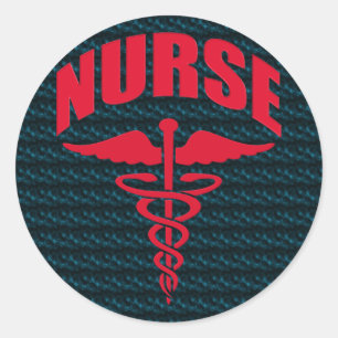 Nurse Caduceus Red Ronde Sticker