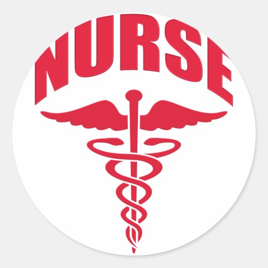 Nurse Caduceus Red Ronde Sticker (Voorkant)