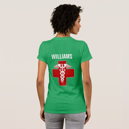 Nurse Caduceus Rod van Asclepius T-shirt (Achterkant volledig)