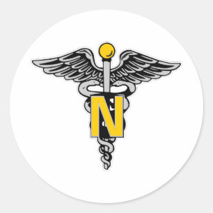 Nurse Caduceus Ronde Sticker