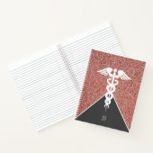 Nurse Caduceus Roos Gold Glitter Monogramed Notitieboek (Binnen)