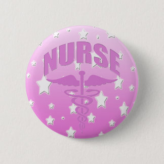 Nurse Caduceus roze Ronde Button 5,7 Cm