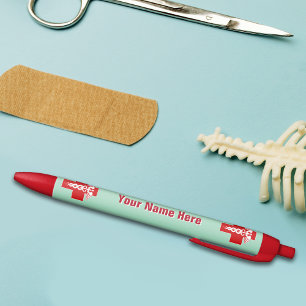 Nurse Caduceus Scrubs Green met naam Zwarte Inkt Pen