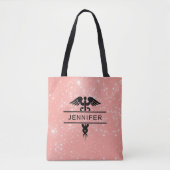 Nurse Caduceus Symbool Personeelsroze Tote Bag (Voorkant)