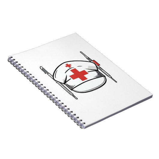 Nurse Cap met Red Cross and Medical Tools Design Notitieboek (Rechterzijde)
