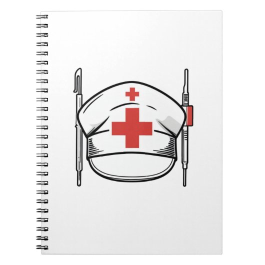 Nurse Cap met Red Cross and Medical Tools Design Notitieboek (Voorkant)