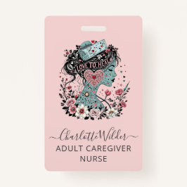 Nurse Caregiver Blush Pink Badge