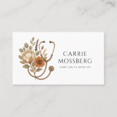 Nurse Caregiver Boho Floral Stethoscope  Visitekaartje (Voorkant)
