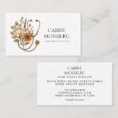 Nurse Caregiver Boho Floral Stethoscope  Visitekaartje (Voorkant / Achterkant)