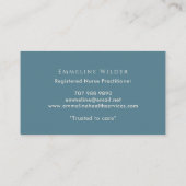 Nurse Caregiver Floral Stethoscope Blue  Visitekaartje (Achterkant)