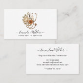 Nurse Caregiver Floral Stethoscope Business Card Visitekaartje (Voorkant / Achterkant)