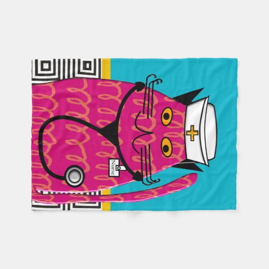 Nurse Cat Fleece Blanket III (Voorkant (Horizontaal))