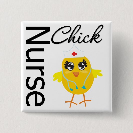 Nurse Chick Vierkante Button 5,1 Cm (Voorkant)