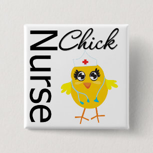 Nurse Chick Vierkante Button 5,1 Cm