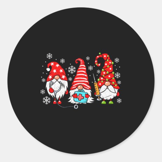 Nurse Christmas Gnomes Xmas Scrub Top Er Rn Nursin Ronde Sticker (Voorkant)