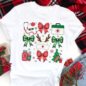 Nurse Christmas Medical Holiday Coquette Bows Tri-Blend Shirt