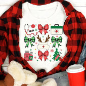 Nurse Christmas Medical Holiday Coquette Bows Tri-Blend Shirt