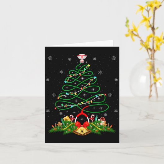 Nurse Christmas Scrub Tops Nursing Stethoscope Xma Kaart (Gele Bloem)