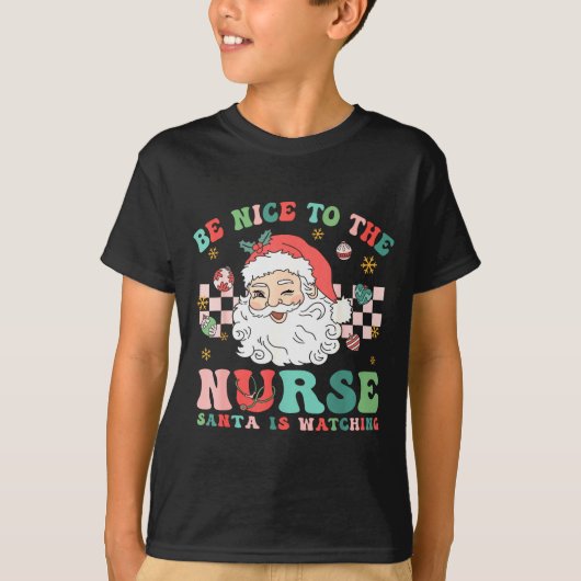 Nurse Christmas Shirt Be Nice To The Nurse Santa I (Voorkant)