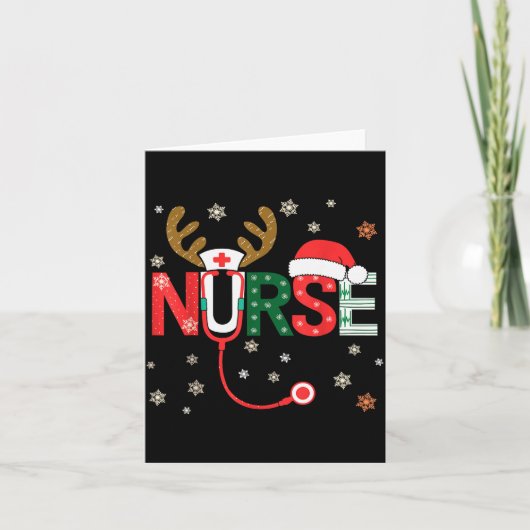 Nurse Christmas Stethoscope Nurses Xmas  Kaart (Voorkant)