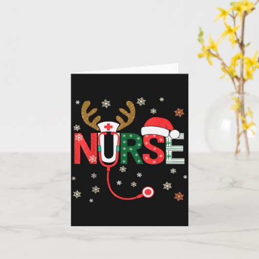 Nurse Christmas Stethoscope Nurses Xmas  Kaart (Gele Bloem)