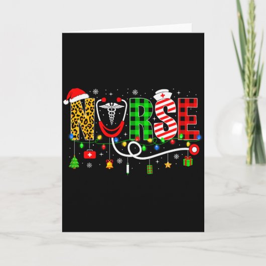 Nurse Christmas Stethoscope Nurses Xmas Pajamas Gi Kaart (Voorkant)