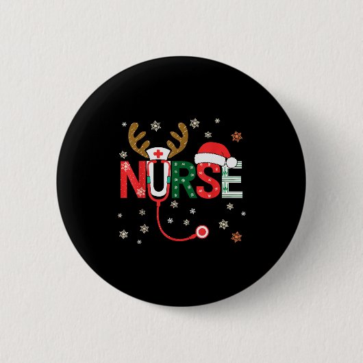 Nurse Christmas Stethoscope Nurses Xmas  Ronde Button 5,7 Cm (Voorkant)