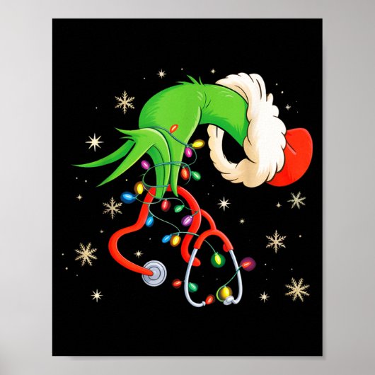 Nurse Christmas Stethoscope Nurses Xmas Santa Wome Poster (Voorkant)