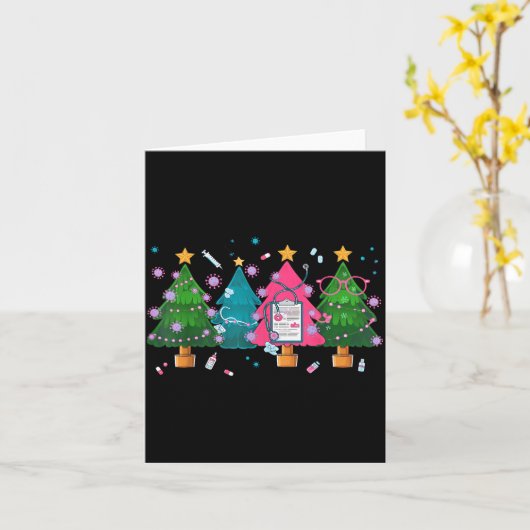 Nurse Christmas Stethoscope Nurses Xmas Scrub Top  Kaart (Gele Bloem)