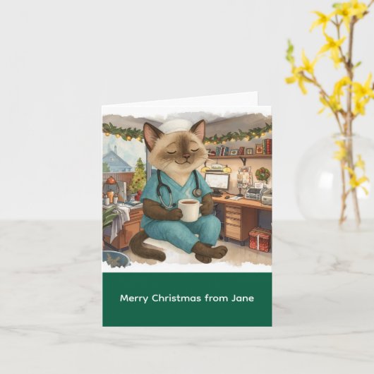 Nurse Christmas time at working place  Kaart (Gele Bloem)